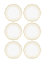 Hermia Juego de 6 Platos de Postre DNR0022 en Crema de Porcelana